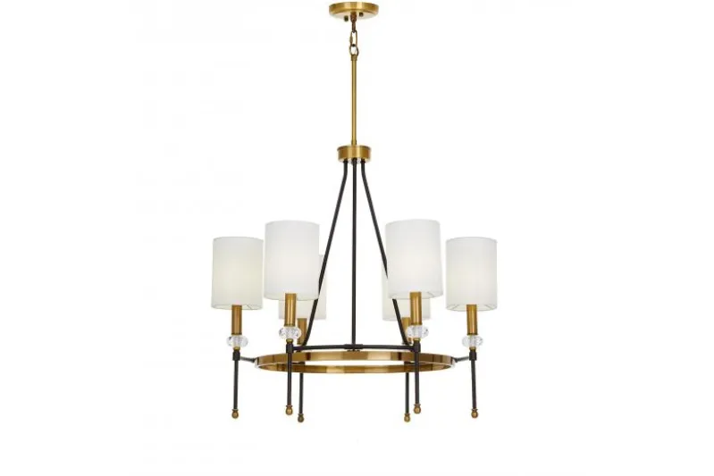 LAMPADARIO MODERNO IN CRISTALLO NERO E OTTONE RODEZIO W6