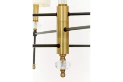 LAMPADARIO MODERNO IN CRISTALLO NERO E OTTONE RODEZIO W6