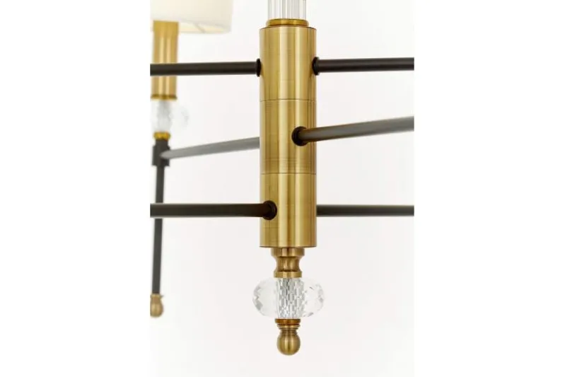 LAMPADARIO MODERNO IN CRISTALLO NERO E OTTONE RODEZIO W6
