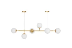 Lampadario moderno ottone 6 sfere bianche CEREDO W6