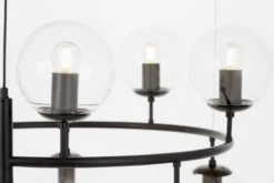 Lampadario rotondo nero con sfere trasparenti CEREDO NEO W10