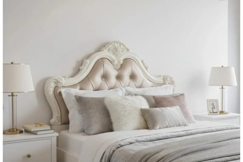 Letto classico imbottito una piazza e mezza legno avorio 120 X 200 BELLA 978
