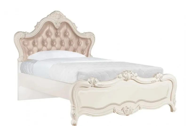 Letto classico imbottito una piazza e mezza legno avorio 120 X 200 BELLA 978