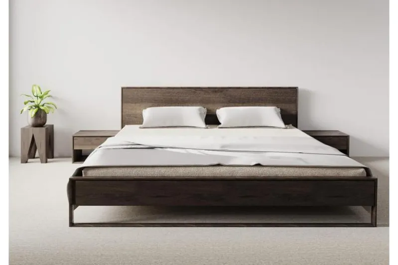 Letto in legno massello di rovere affumicato 180 x 200