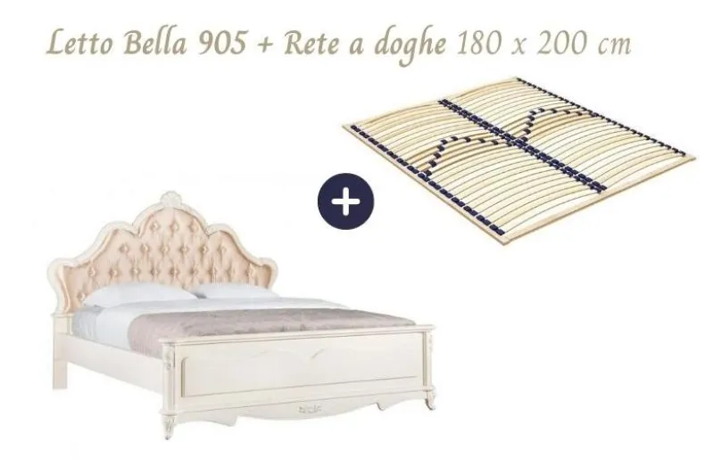 Letto king size classico 180 X 200 color avorio Bella 905