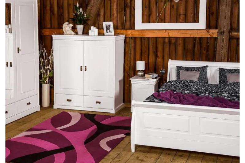 Letto legno massello bianco 140x200 toscano shabby