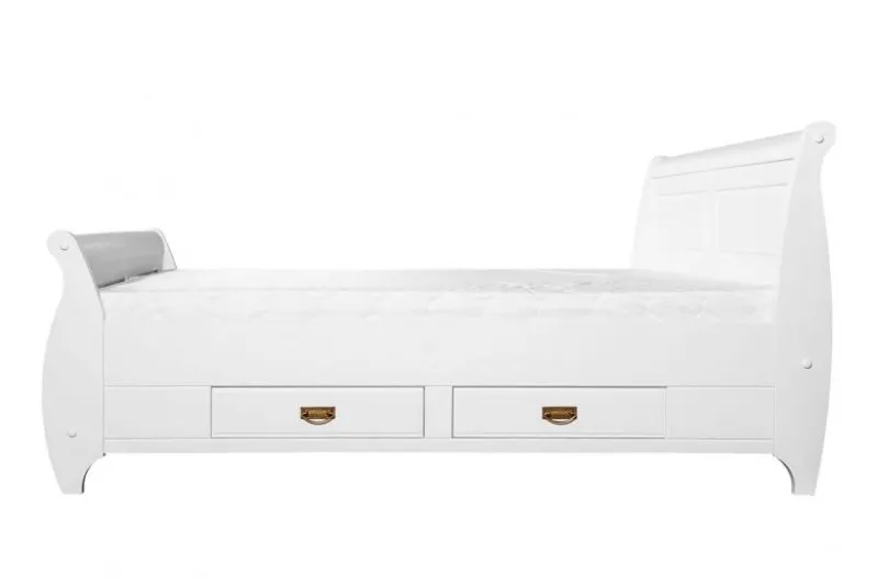 Letto legno massello bianco 140x200 toscano shabby