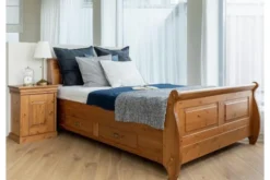 Letto legno massello pino miele naturale 140x200 toscano shabby