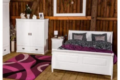Letto massello pino bianco 160x200 con cassetti toscano shabby