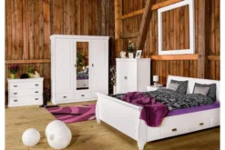 Letto massello pino bianco 160x200 con cassetti toscano shabby
