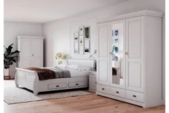 Letto massello pino bianco 160x200 con cassetti toscano shabby