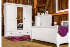 Letto massello pino bianco 160x200 con cassetti toscano shabby