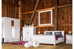Letto massello pino bianco 160x200 con cassetti toscano shabby