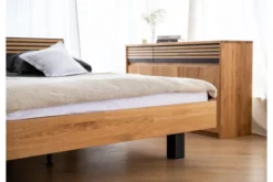 Letto matrimoniale king size in rovere massello naturale e nero 200 x 200