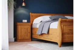 Letto matrimoniale legno massello miele con cassetti 180x200 shabby toscano