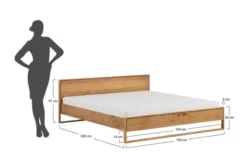 Letto moderno matrimoniale in legno naturale oliato 160X200