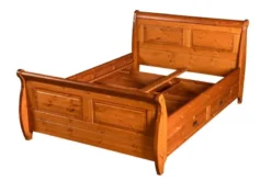 Letto shabby toscano in legno massello miele con cassetti 160x200