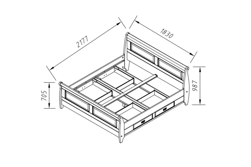 Letto 180x200 in legno massello pino bianco miele shabby toscano
