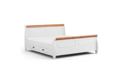 Letto 180x200 in legno massello pino bianco miele shabby toscano