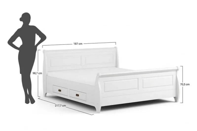 Letto 180x200 in legno massello pino bianco miele shabby toscano