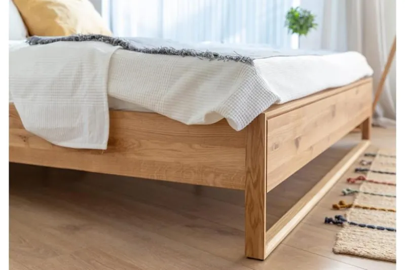 Letto 140x200 in rovere massello naturale oliato design moderno