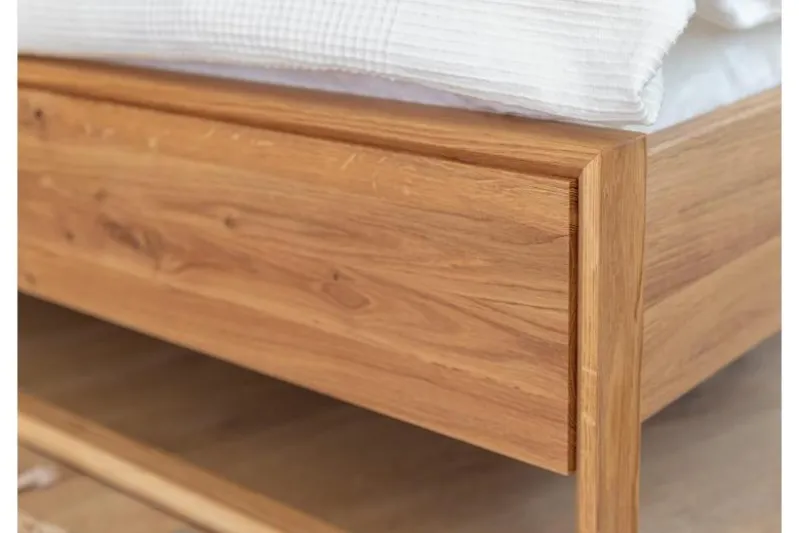 Letto 140x200 in rovere massello naturale oliato design moderno