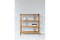 Libreria bassa in legno massello di rovere naturale oliato