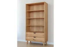 Libreria in legno naturale massello con cassetti