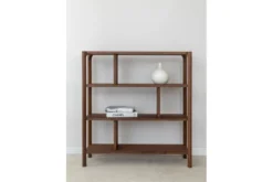 Libreria moderna in rovere massello tabacco