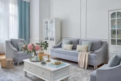 Libreria provenzale in legno con ante in vetro e cassetti Princess 850