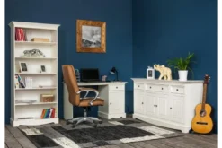 Libreria shabby chic pino massello bianco