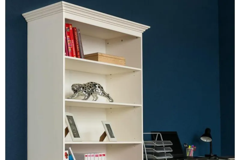 Libreria shabby chic pino massello bianco