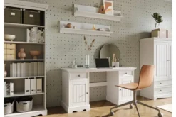 Libreria shabby chic pino massello bianco