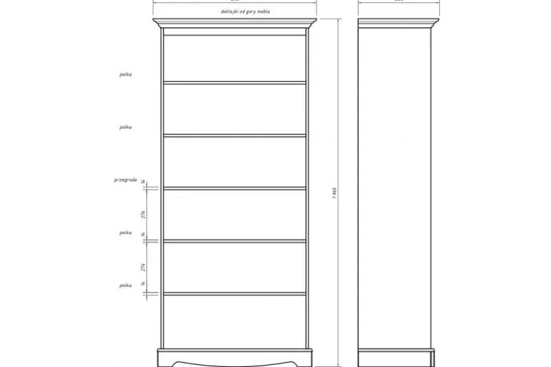 Libreria shabby chic pino massello bianco