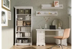 Libreria shabby chic pino massello bianco
