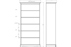 Libreria shabby chic pino massello bianco con cornice color rovere