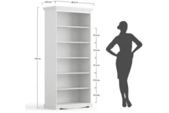 Libreria shabby chic pino massello bianco con cornice color rovere
