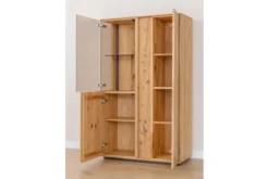 Libreria vetrinetta 2 ante moderna in rovere massello naturale