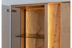 Libreria vetrinetta 2 ante moderna in rovere massello naturale