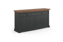 Madia da soggiorno shabby chic pino massello grafite top color rovere