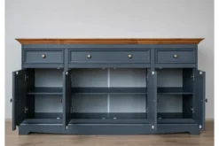 Madia da soggiorno shabby chic pino massello grafite top color rovere