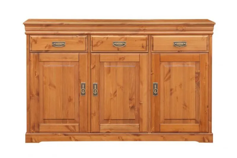 Madia legno massello miele 3 ante shabby toscano