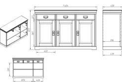 Madia legno massello miele 3 ante shabby toscano