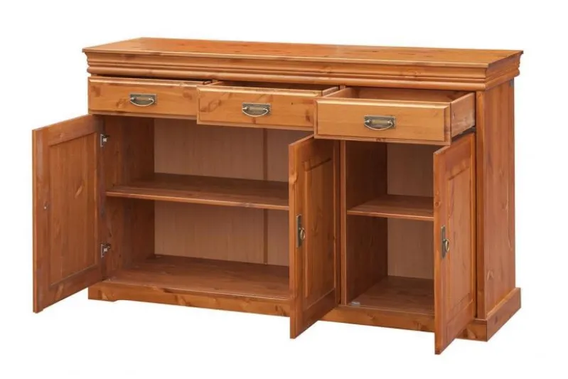 Madia legno massello miele 3 ante shabby toscano