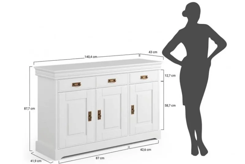 Madia legno massello miele 3 ante shabby toscano