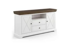 Madia shabby country in pino massello bianca e tabacco