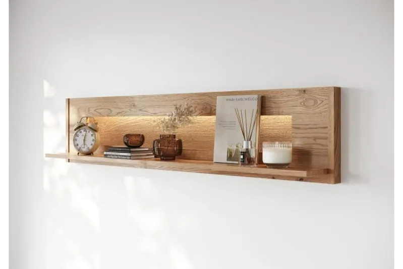 Mensola piccola legno massello naturale LED integrato