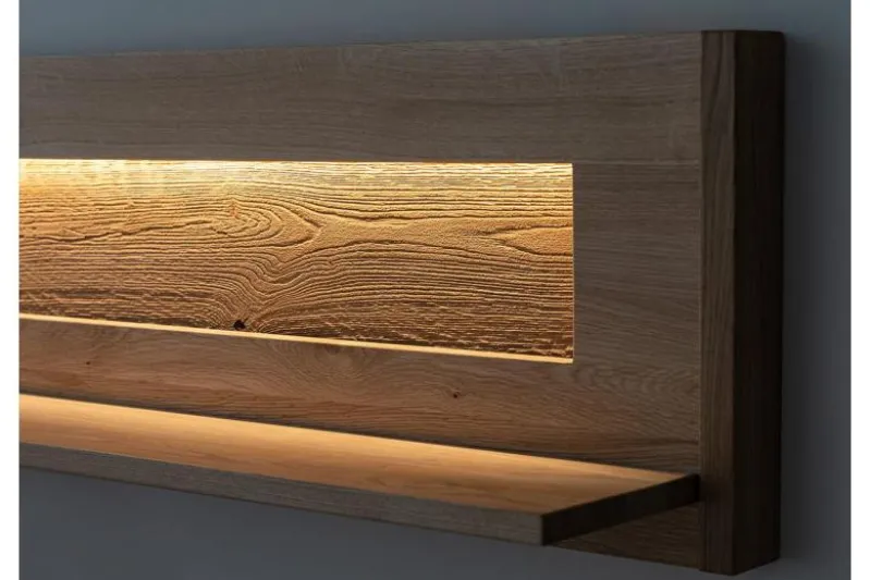 Mensola piccola legno massello naturale LED integrato