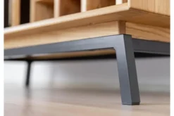 Mobile buffet in legno naturale massello e vetro con portabottiglie