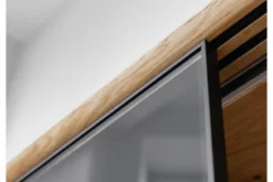 Mobile buffet in legno naturale massello e vetro con portabottiglie